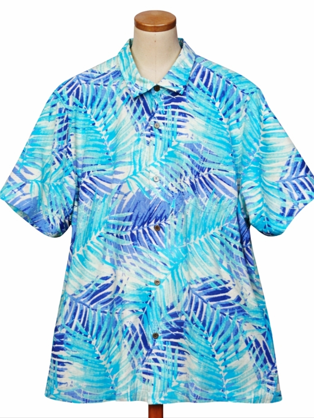 Tommy Bahama Island Zones San Juan Fronds Silk Blend Shirt in Pool Party Blue XL